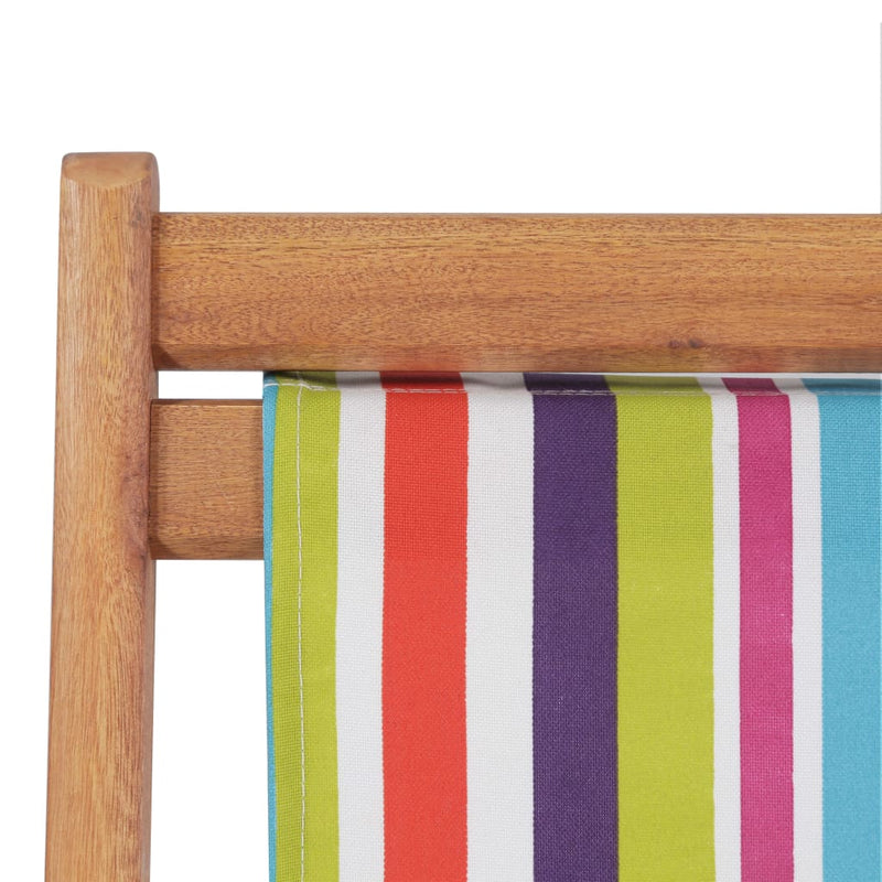 Folding Beach Chair Fabric and Wooden Frame Multicolour Payday Deals
