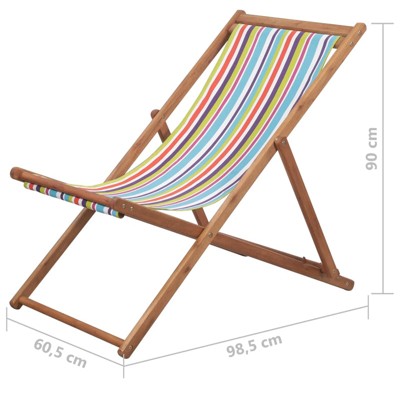 Folding Beach Chair Fabric and Wooden Frame Multicolour Payday Deals