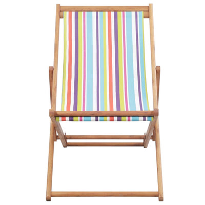 Folding Beach Chair Fabric and Wooden Frame Multicolour Payday Deals