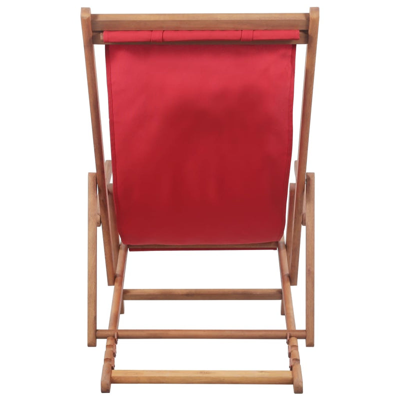 Folding Beach Chair Fabric and Wooden Frame Red Payday Deals