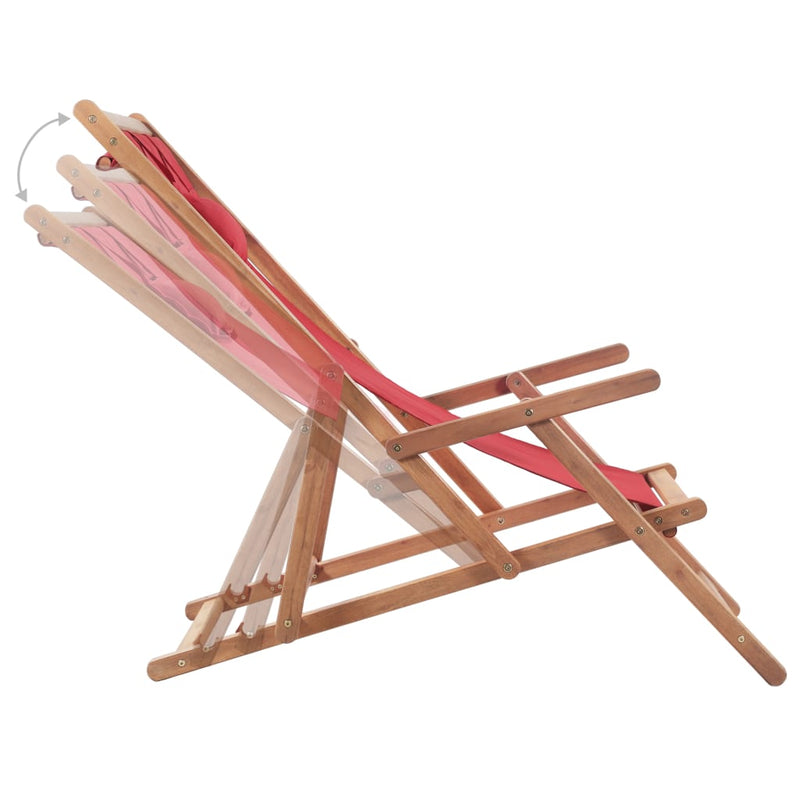 Folding Beach Chair Fabric and Wooden Frame Red Payday Deals