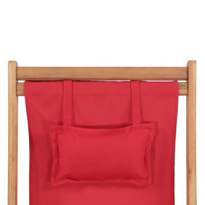 Folding Beach Chair Fabric and Wooden Frame Red Payday Deals