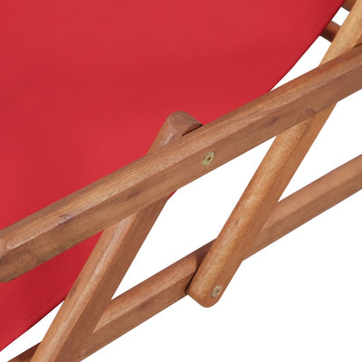 Folding Beach Chair Fabric and Wooden Frame Red Payday Deals