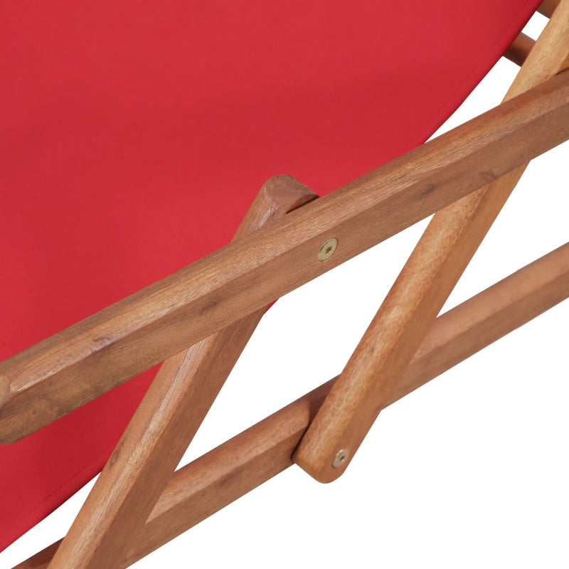 Folding Beach Chair Fabric and Wooden Frame Red Payday Deals
