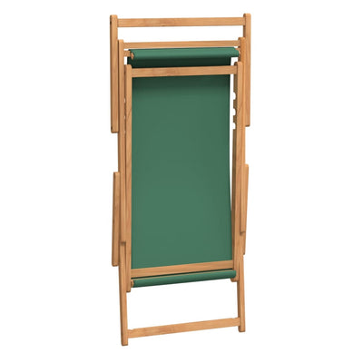 Folding Beach Chair Solid Wood Teak Green Payday Deals