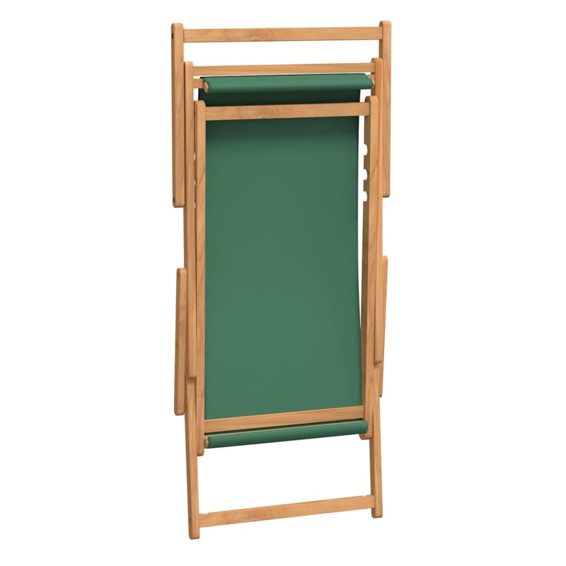 Folding Beach Chair Solid Wood Teak Green Payday Deals