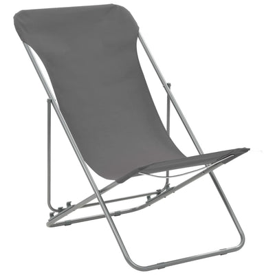 Folding Beach Chairs 2 pcs Steel and Oxford Fabric Grey Payday Deals