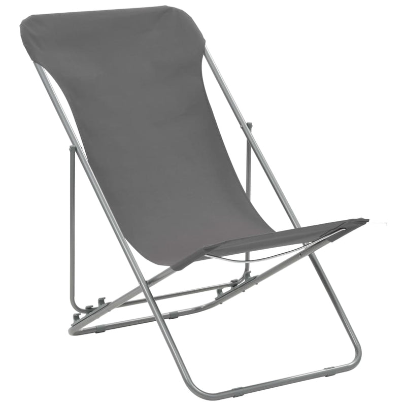 Folding Beach Chairs 2 pcs Steel and Oxford Fabric Grey Payday Deals