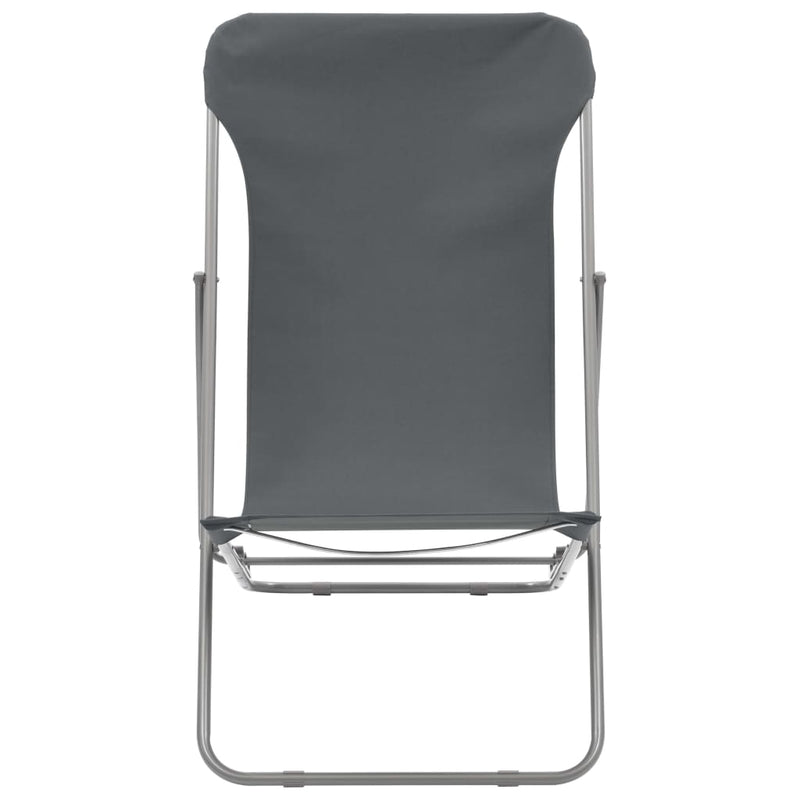 Folding Beach Chairs 2 pcs Steel and Oxford Fabric Grey Payday Deals