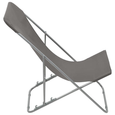 Folding Beach Chairs 2 pcs Steel and Oxford Fabric Grey Payday Deals