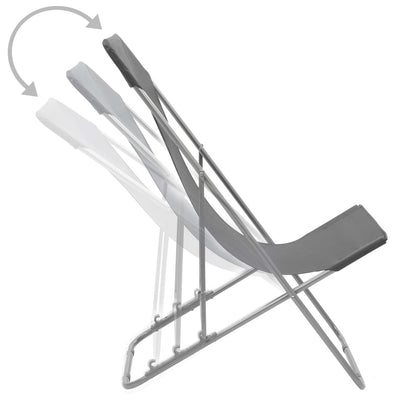 Folding Beach Chairs 2 pcs Steel and Oxford Fabric Grey Payday Deals