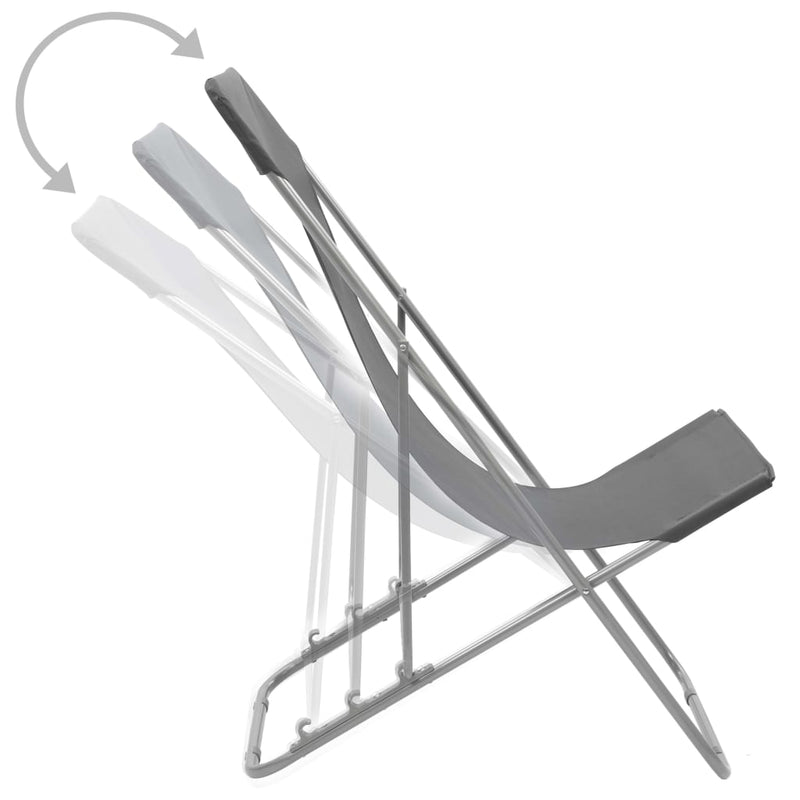 Folding Beach Chairs 2 pcs Steel and Oxford Fabric Grey Payday Deals