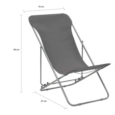 Folding Beach Chairs 2 pcs Steel and Oxford Fabric Grey Payday Deals