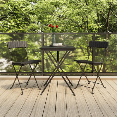 Folding Bistro Chairs 2 pcs Black Poly Rattan and Steel Payday Deals