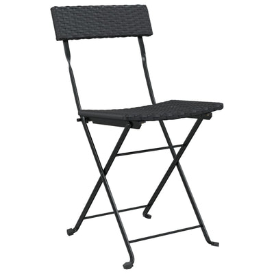 Folding Bistro Chairs 2 pcs Black Poly Rattan and Steel Payday Deals