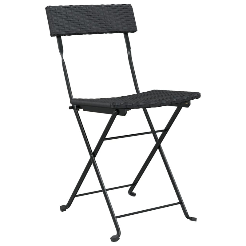 Folding Bistro Chairs 2 pcs Black Poly Rattan and Steel Payday Deals