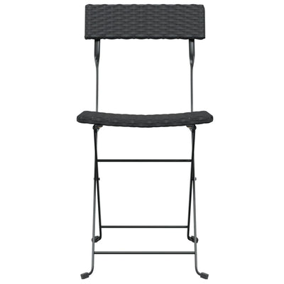 Folding Bistro Chairs 2 pcs Black Poly Rattan and Steel Payday Deals