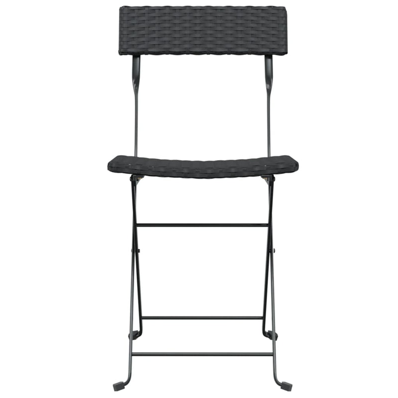 Folding Bistro Chairs 2 pcs Black Poly Rattan and Steel Payday Deals