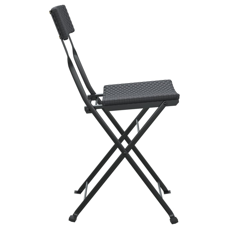 Folding Bistro Chairs 2 pcs Black Poly Rattan and Steel Payday Deals
