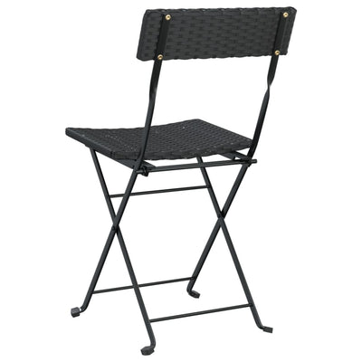 Folding Bistro Chairs 2 pcs Black Poly Rattan and Steel Payday Deals