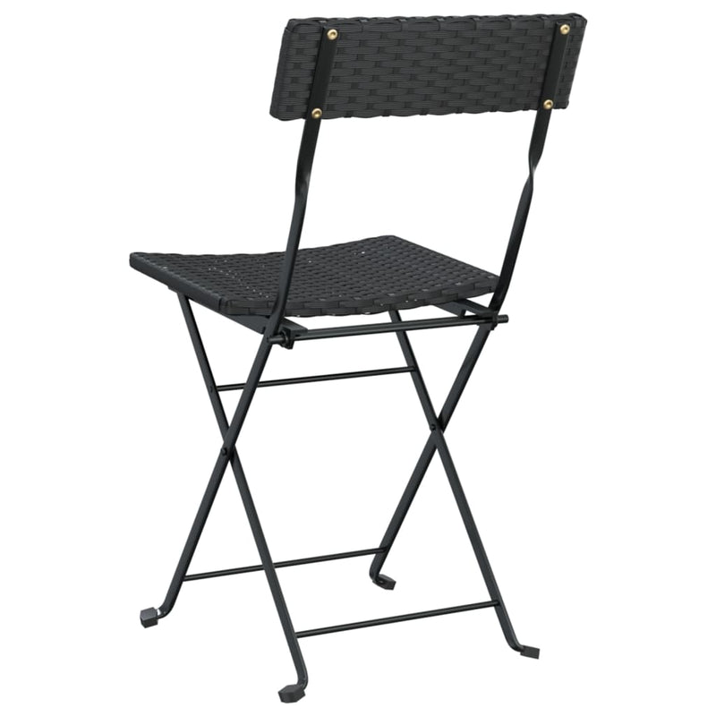 Folding Bistro Chairs 2 pcs Black Poly Rattan and Steel Payday Deals