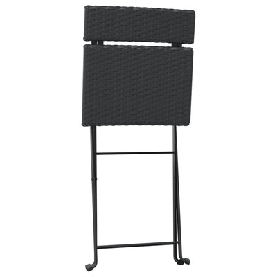 Folding Bistro Chairs 2 pcs Black Poly Rattan and Steel Payday Deals