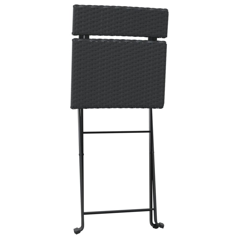 Folding Bistro Chairs 2 pcs Black Poly Rattan and Steel Payday Deals