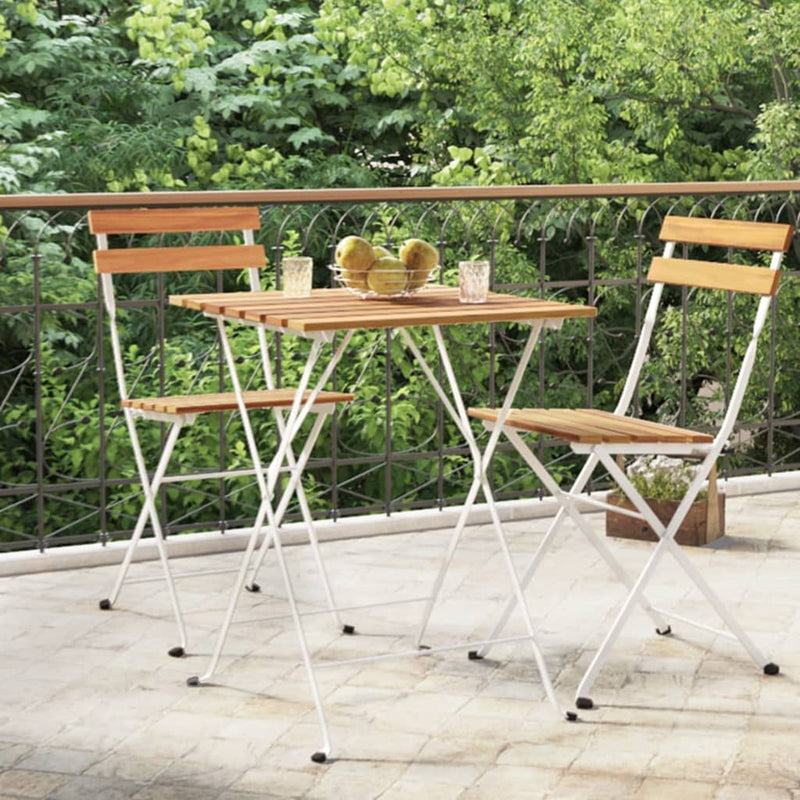 Folding Bistro Table 55x54x71 cm Solid Wood Acacia and Steel Payday Deals