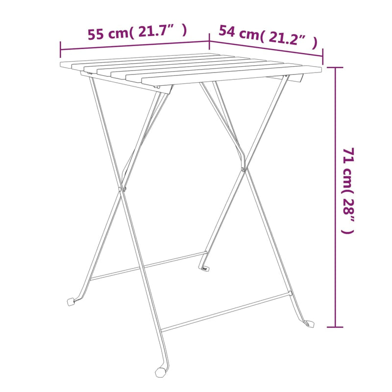 Folding Bistro Table 55x54x71 cm Solid Wood Acacia and Steel Payday Deals