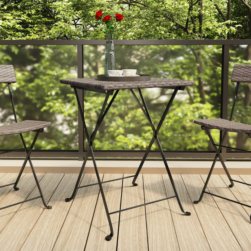 Folding Bistro Table Grey 55x54x71 cm Poly Rattan Payday Deals