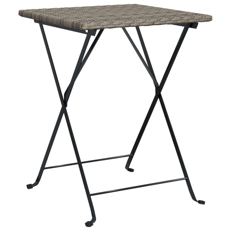 Folding Bistro Table Grey 55x54x71 cm Poly Rattan Payday Deals