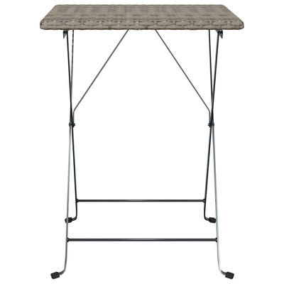 Folding Bistro Table Grey 55x54x71 cm Poly Rattan Payday Deals