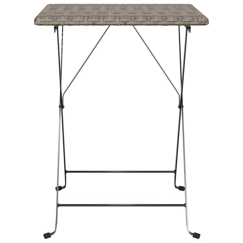 Folding Bistro Table Grey 55x54x71 cm Poly Rattan Payday Deals