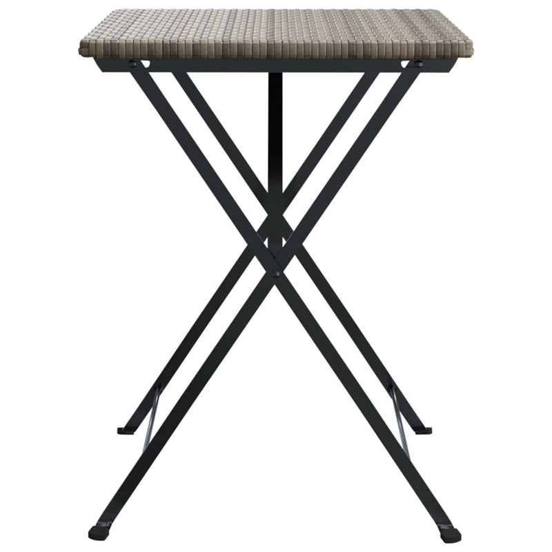 Folding Bistro Table Grey 55x54x71 cm Poly Rattan Payday Deals