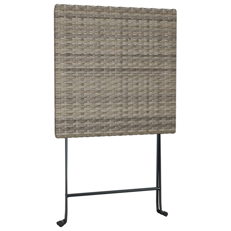 Folding Bistro Table Grey 55x54x71 cm Poly Rattan Payday Deals