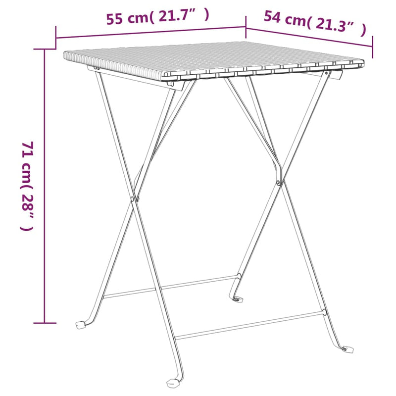 Folding Bistro Table Grey 55x54x71 cm Poly Rattan Payday Deals