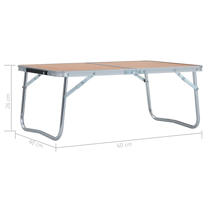 Folding Camping Table Brown Aluminium 60x40 cm Payday Deals