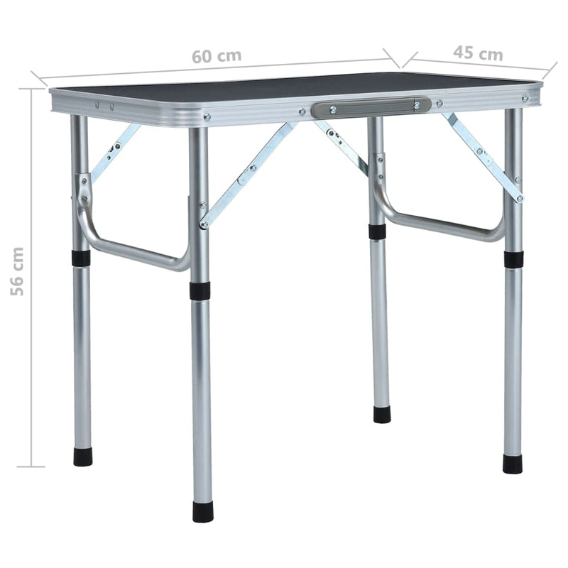 Folding Camping Table Grey Aluminium 60x45 cm Payday Deals