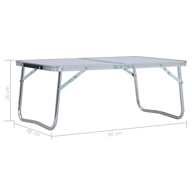 Folding Camping Table White Aluminium 60x40 cm Payday Deals