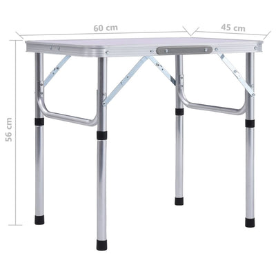 Folding Camping Table White Aluminium 60x45 cm Payday Deals