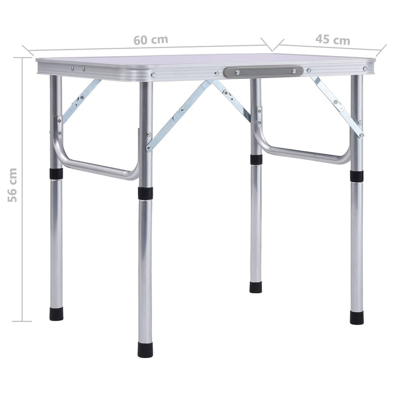 Folding Camping Table White Aluminium 60x45 cm Payday Deals