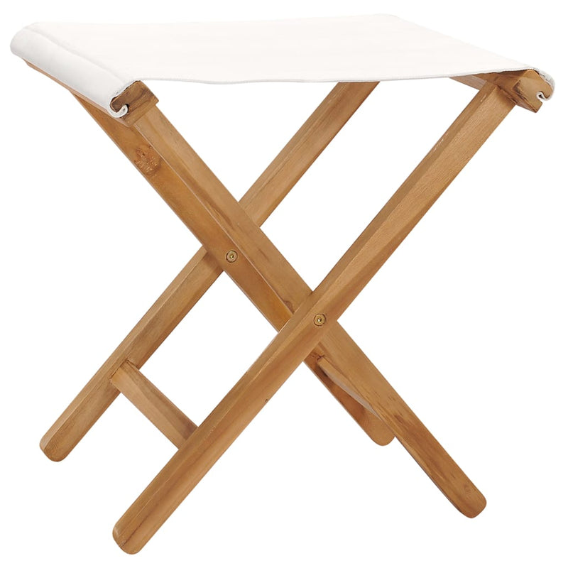 Folding Chairs 2 pcs Solid Teak Wood and Fabric Cream White Payday Deals