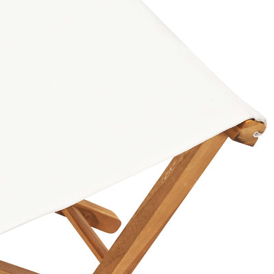 Folding Chairs 2 pcs Solid Teak Wood and Fabric Cream White Payday Deals