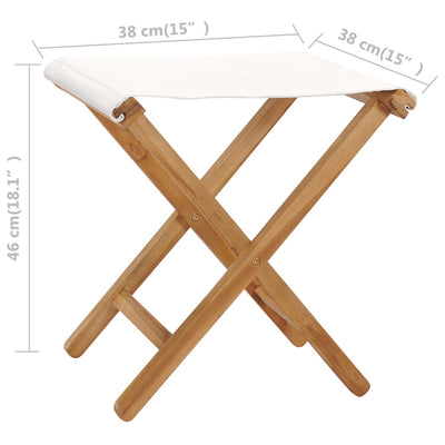 Folding Chairs 2 pcs Solid Teak Wood and Fabric Cream White Payday Deals
