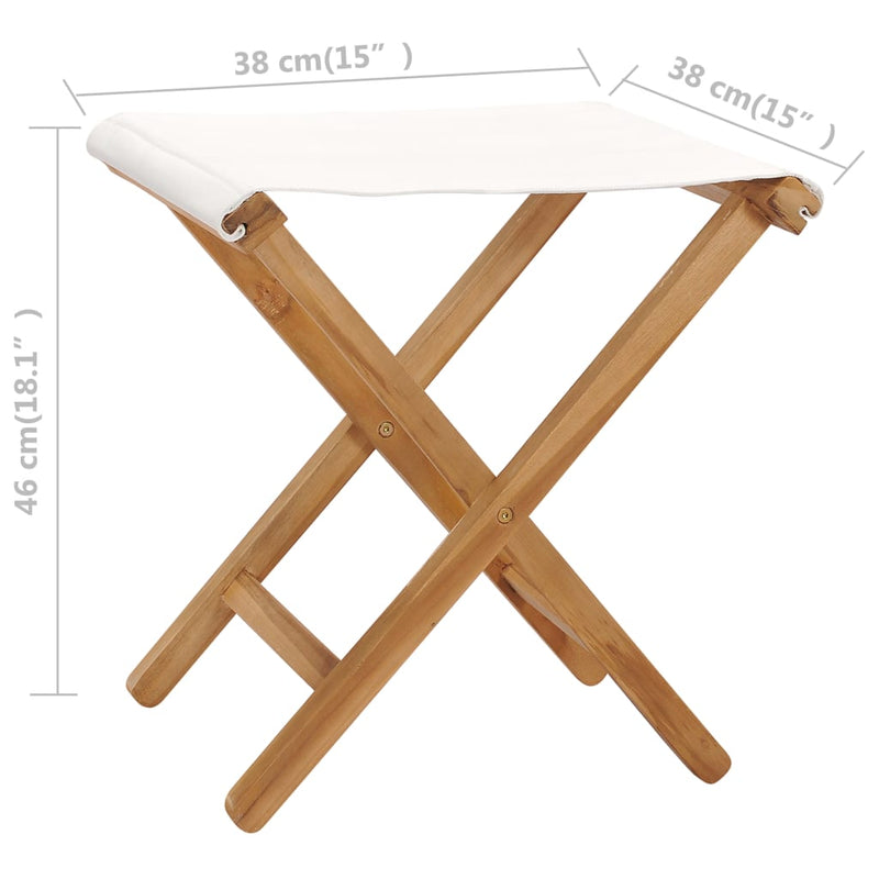 Folding Chairs 2 pcs Solid Teak Wood and Fabric Cream White Payday Deals