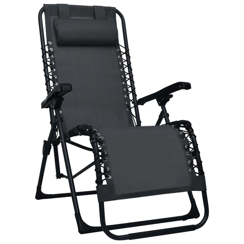 Folding Deck Chair Black Textilene Payday Deals