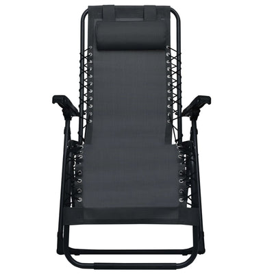 Folding Deck Chair Black Textilene Payday Deals