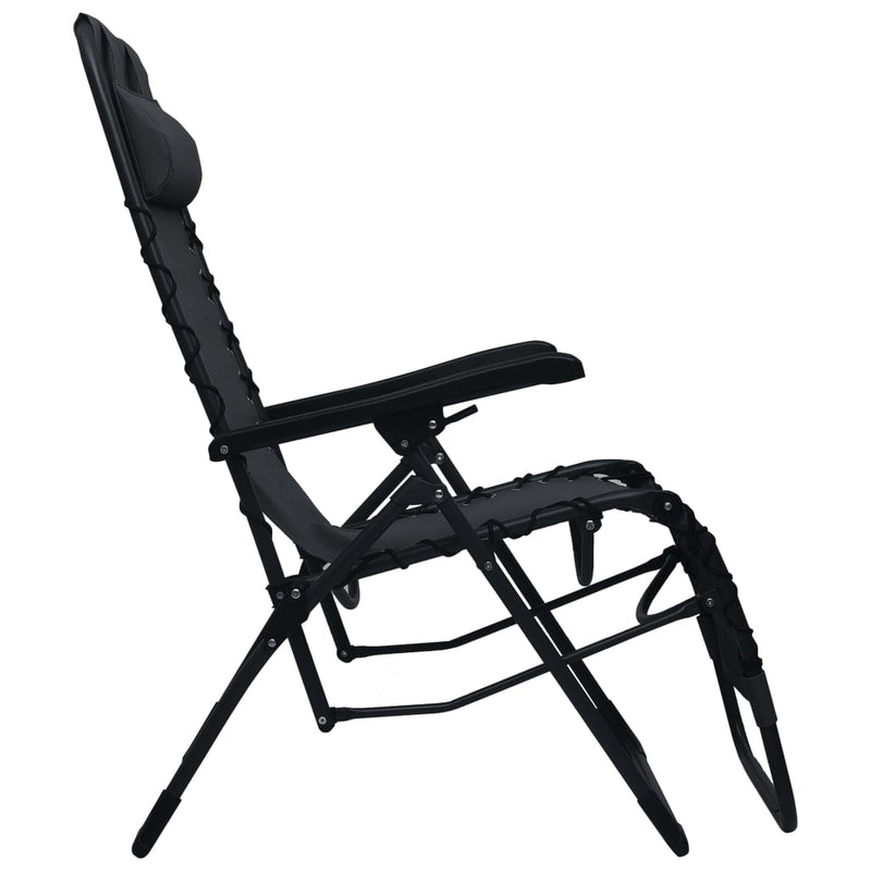 Folding Deck Chair Black Textilene Payday Deals