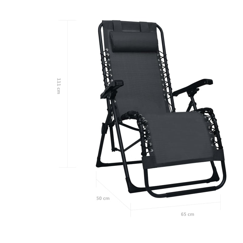 Folding Deck Chair Black Textilene Payday Deals