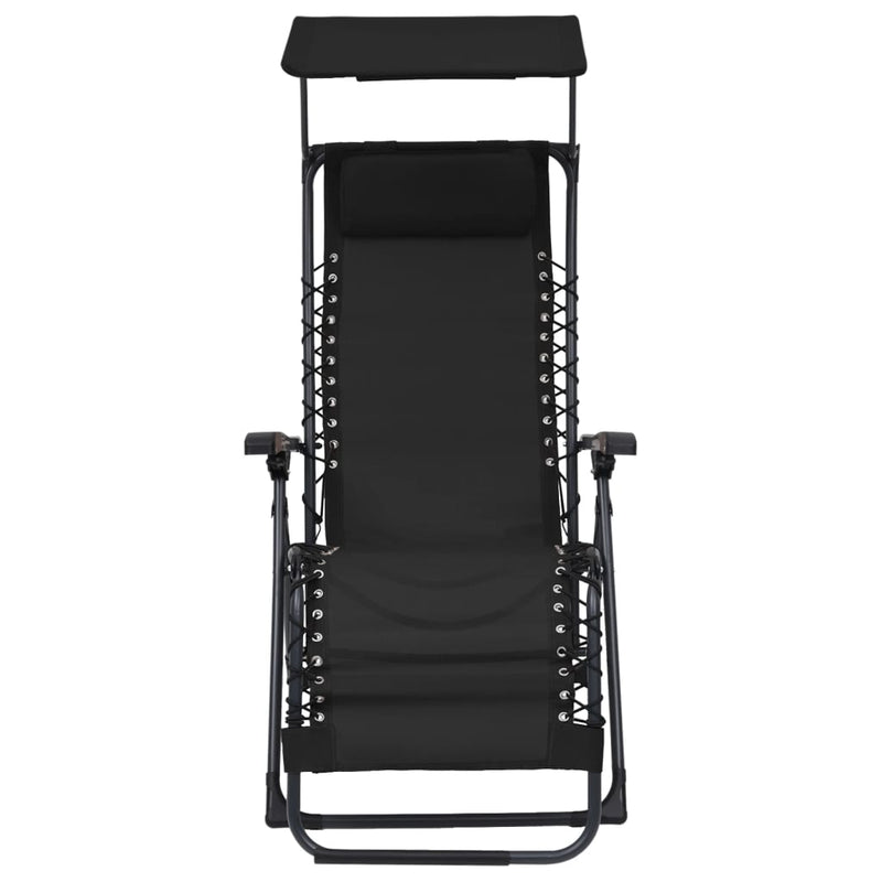 Folding Deck Chair Textilene Black Payday Deals